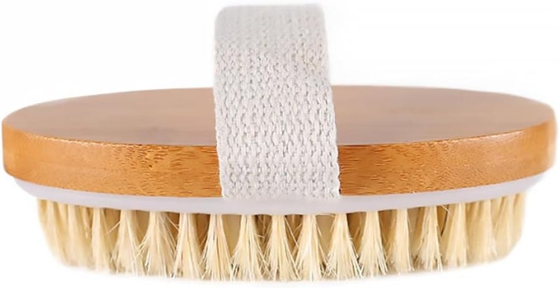 Natural Boar Bristle Bath Brush With Wooden Handle And Soft Ppr Beads For Exfoliating Massage - Image 1